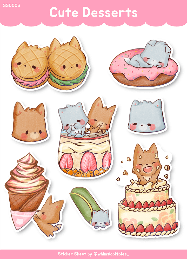 Cute Desserts | Sticker Sheet
